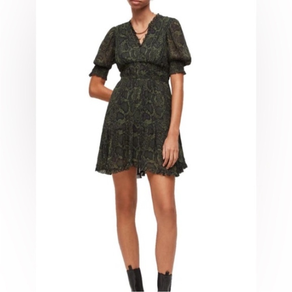All Saints Via Tamora Snake Print Mini Dress